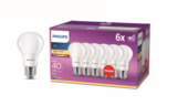 Ampoule poire LED Philips E27 mat 40 W blanc chaud 6 pièces