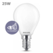 Ampoule sphérique LED Philips E14 mat 25 W blanc chaud