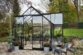 Tuinserre Royal Well Garden Room zwart gecoat met 3 mm veiligheidsglas