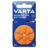 Pile bouton pour appareil auditif Varta type 13 orange 6 pièces