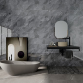 Wandtegel kunststof Allora 30,5x60,5 cm grijs marmer glans, dikte 5mm  1,116 m²