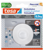 Tesa klevende plafondhaak voor behang en pleisterwerk wit 0,5 kg