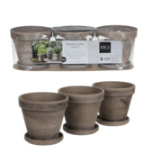 Stan pot en schotel grijs basalt h12xØ13,5 cm 3 stuks