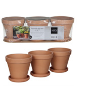 Stan pot en schotel terra h12xØ13,5 cm 3 stuks