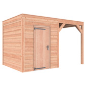 Tuinhuis met overkapping Douglas hout Zweeds rabat onbehandeld 395 x 255 cm