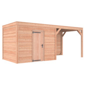 Tuinhuis met overkapping Douglas hout Zweeds rabat onbehandeld 595 x 255 cm