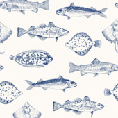 Papier peint intissé Joules Coast poissons bleus (motif 118554)