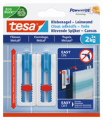 Tesa klevende spijker canvas voor tegels en metaal verstelbaar wit 2 kg 2 stuks