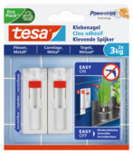 Clou adhésif réglable Tesa pour carrelages et métal max. 3 kg blanc 2 pièces
