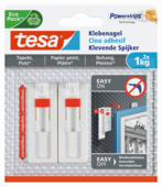 Clou adhésif réglable Tesa pour surfaces fragiles max. 1 kg blanc 2 pièces