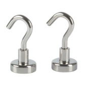 Crochet magnétique néodyme adhésif argenté 16mm - 2 pièces