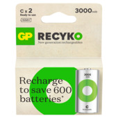 Piles rechargeables C Ni-MH AAA GP ReCyko 3000 mAh 2 pièces