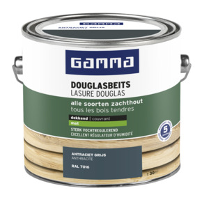 GAMMA douglas beits mat dekkend RAL 7016 antraciet grijs 2,5 liter
