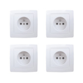 Prise bipolaire avec terre, sécurité et plaque de finition simple OK blanc 4 pièces