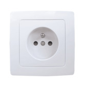 Prise bipolaire avec terre et plaque de finition Profile blanc mat