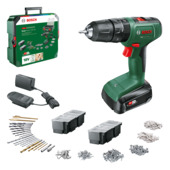 Coffret perceuse à percussion Bosch EasyImpact 18V avec batterie 1,5 Ah, chargeur et 241 accessoires
