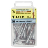 Rotadrill schroef universeel 4,0x45 mm pozidriv 2 platkop verzinkt 19 stuks