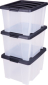 Boîte de rangement Handybox Iris 15L en plastique transparent / noir -Set de 3