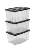 Boîte de rangement Handybox Iris  45L en plastique transparent / noir -Set de 3