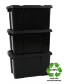 IRIS Powerbox Robuust Opbergbox - 45L - 100% Recycled Kunststof - Zwart - Set van 3