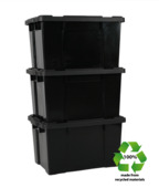 IRIS Powerbox Robuust Opbergbox - 68L - 100% Recycled Kunststof - Zwart - Set van 3