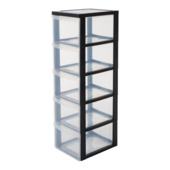 Tour rangement 5 tiroirs Design Chest Iris sur roulettes en plastique transparent / noir