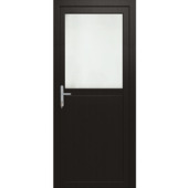 Porte extérieure mi-vitrée Esterno E01 PVC anthracite/blanc 218x98 cm gauche