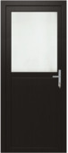 Porte extérieure mi-vitrée Esterno E01 PVC anthracite/blanc 218x98 cm droite