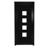 Porte extérieure 4 carreaux Esterno E05 PVC anthracite/blanc 218x98 cm gauche