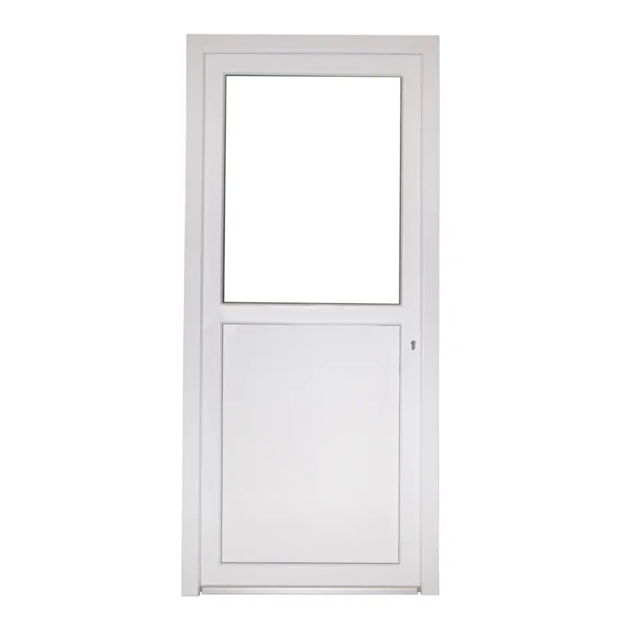 Buitendeur Esterno PVC E01 halfglas wit rechts 98X218 cm