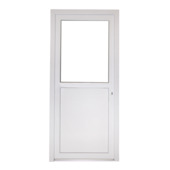 Porte extérieure PVC E01 mi-vitrée droite 98X218 cm blanc 