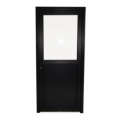 Porte extérieure mi-vitrée Esterno E01 PVC anthracite/blanc 218x98 cm gauche