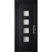 Porte extérieure 4 carreaux Esterno E05 PVC anthracite/blanc 218x98 cm droite