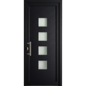 Porte extérieure 4 carreaux Esterno E05 PVC anthracite/blanc 218x98 cm gauche