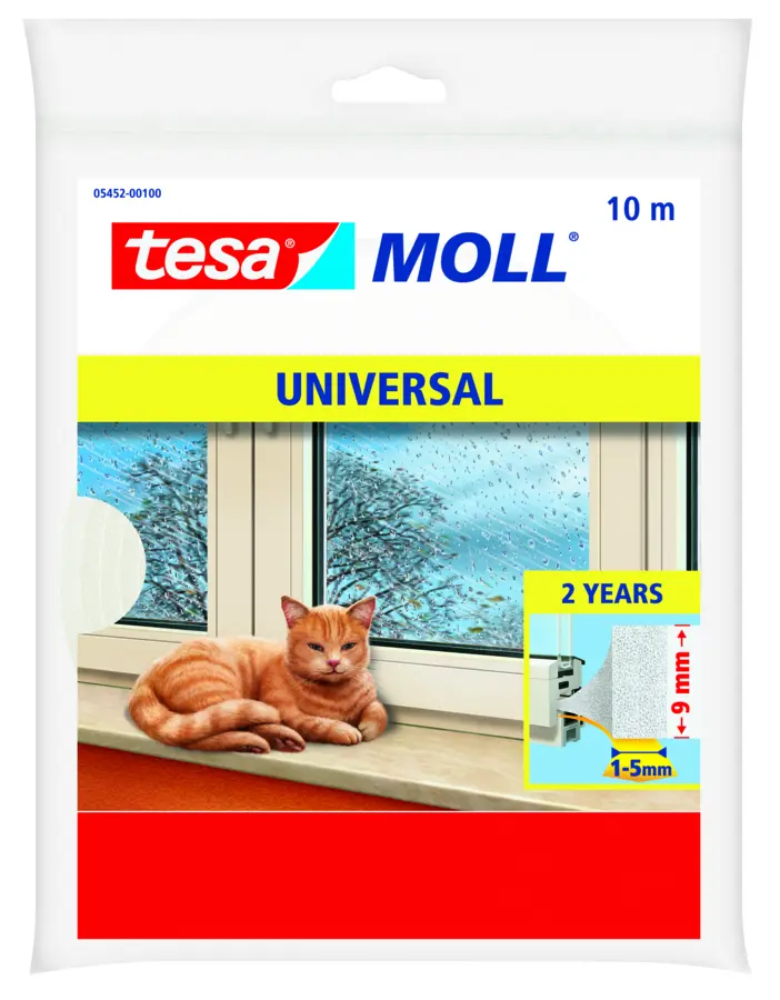 Tesa Moll tochtstrip universal 9x5 mm 10 m wit