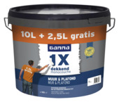 GAMMA 1x dekkend muur & plafond latex mat wit 12.5 liter