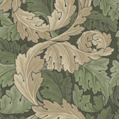 Papier peint intissé William Morris at Home Acanthus vert (dessin 124227)