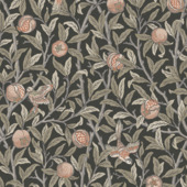 Papier peint intissé William Morris at Home Bird & Pomegranate anthracite (dessin 124258)