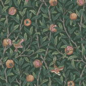 Papier peint intissé William Morris at Home Bird & Pomegranate vert profond (dessin 124260)