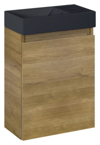 Meuble de lave-mains Atlantic Imani chêne clair avec vasque noire