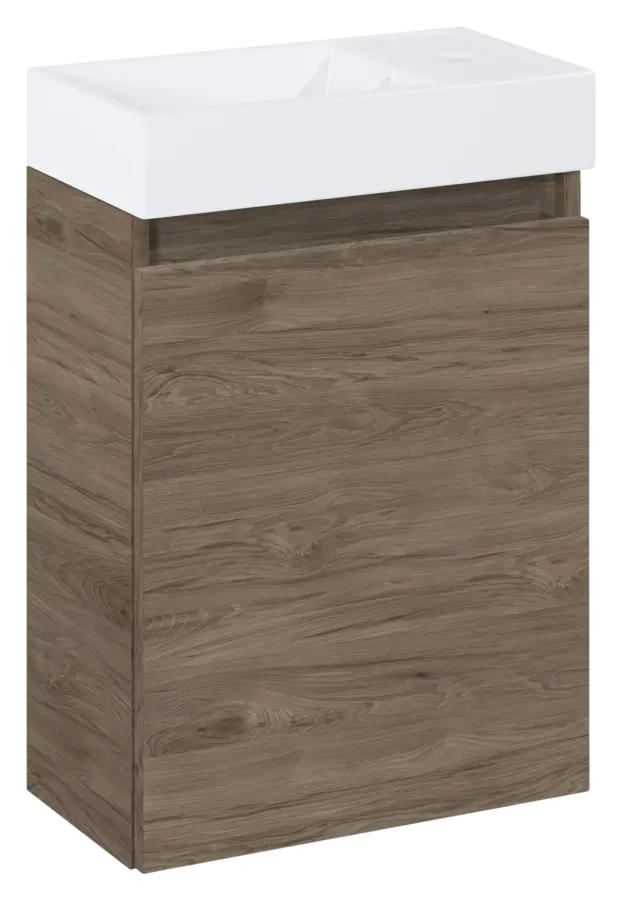 Atlantic toiletmeubel Imani donker eiken met witte wastafel 22,2 × 40,2 × 58 cm