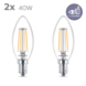 Philips LED kaars E14 40W filament helder niet dimbaar 2 stuks