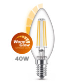 Philips LED kaars E14 40 W filament helder warmglow dimbaar