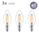 Ampoule flamme LED à filament Philips E14 translucide 40 W blanc chaud 3 pièces