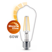 Philips LED edison E27 60 W filament helder warmglow dimbaar