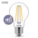 Ampoule poire LED à filament Philips E27 transparent 40 W non dimmable