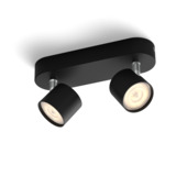Support 2 spots LED Philips myLiving Star noir 2x 4,5 W 1000 lm