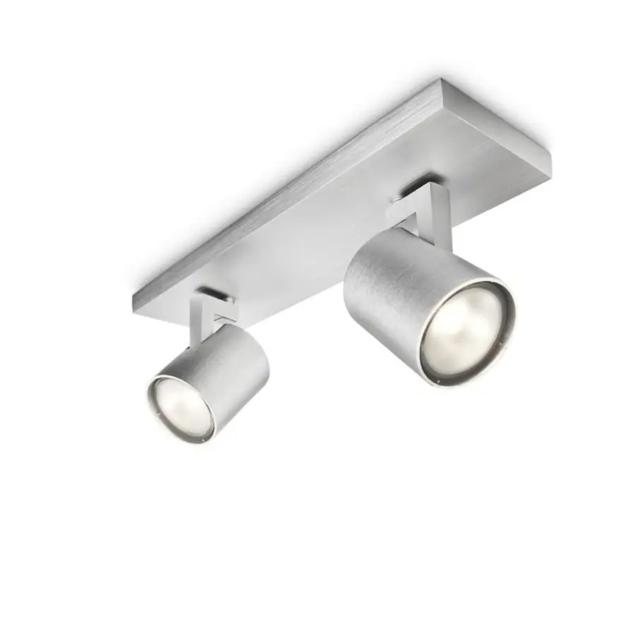 Support 2 spots Runner Philips ampoules excl 2x GU10 max.50 W gris