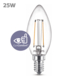 Ampoule flamme LED à filament Philips E14 translucide 25 W blanc chaud