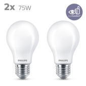 Ampoule poire LED Philips E27 mat 75 W blanc chaud 2 pièces